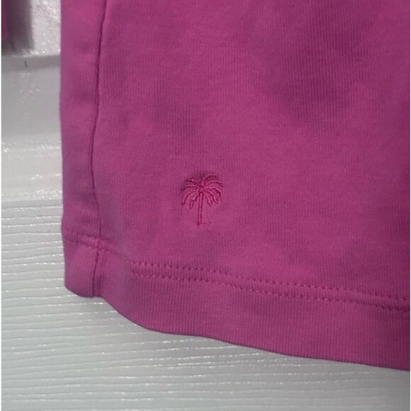 Lilly Pulitzer Womens 3/4 Sleeve Shirt Crewneck Gold Button Logo Pepto Pink Med - Picture 2 of 6